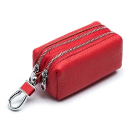 Made of Genuine Leather Car Key Wallets Fashion Key Holder Housekeeper Keys Organizer Double Zipper Keychain Case Key Coin Pouch