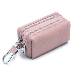 Made of Genuine Leather Car Key Wallets Fashion Key Holder Housekeeper Keys Organizer Double Zipper Keychain Case Key Coin Pouch