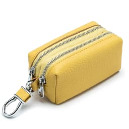 Made of Genuine Leather Car Key Wallets Fashion Key Holder Housekeeper Keys Organizer Double Zipper Keychain Case Key Coin Pouch
