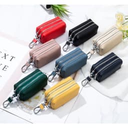 Made of Genuine Leather Car Key Wallets Fashion Key Holder Housekeeper Keys Organizer Double Zipper Keychain Case Key Coin Pouch