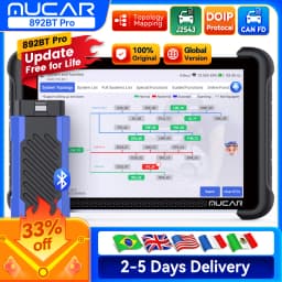 MUCAR 892BT Pro AI OBD2 Scanner Topology Map All System Diagnosis 35 Reset ECU Coding, J2534 /CAN FD/DoIP Lifetime Free Update