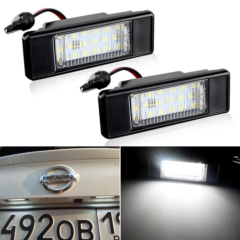 2Pcs Error Free Xenon White LED License Plate light For Infiniti Q50 Nissan Primera P12 NV200 Pathfinder R51 Versa Qashqai J10