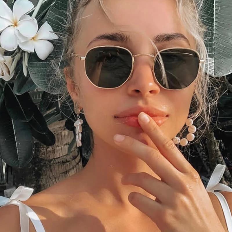Brand Square Sunglasses Woman Vintage Small Frame Metal Sun Glasses Female Fashion Designer Classic Polygon Retro Gafas De Sol