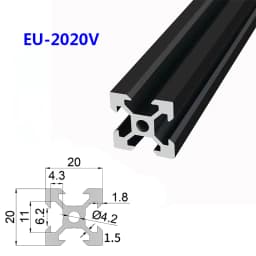 1PC Black 2020 V-Slot European Standard Anodized Aluminum Profile Extrusion 100mm-800mm Length Linear Rail for CNC 3D Printer