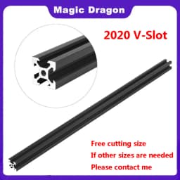 1PC Black 2020 V-Slot European Standard Anodized Aluminum Profile Extrusion 100mm-800mm Length Linear Rail for CNC 3D Printer