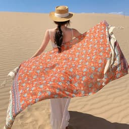 Design Brand Women Scarf Sunscreen Cotton Shawls Dual-Use Summer Autumn Long Scarves Seaside Holiday Beach Towel Beachwear Veils