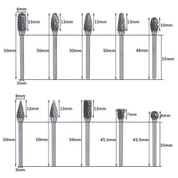 Tungsten Carbide Rotary Burr 10pcs Carving Burr Bits Double Diamond Cut Dremel Tools for Wood Stone Carving Steel Metal Working