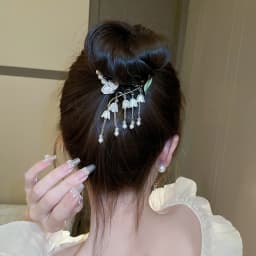 New Women Elegant Luxury Rhinestone Tassel Ponytail Hair Claws Lady Sweet Meatball Hair Clips Headband Fashion Hair Accessories