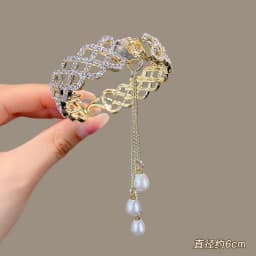 New Women Elegant Luxury Rhinestone Tassel Ponytail Hair Claws Lady Sweet Meatball Hair Clips Headband Fashion Hair Accessories