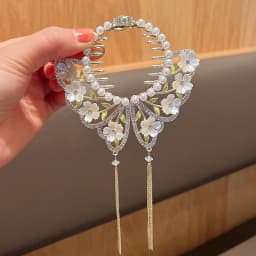 New Women Elegant Luxury Rhinestone Tassel Ponytail Hair Claws Lady Sweet Meatball Hair Clips Headband Fashion Hair Accessories