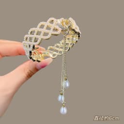 New Women Elegant Luxury Rhinestone Tassel Ponytail Hair Claws Lady Sweet Meatball Hair Clips Headband Fashion Hair Accessories