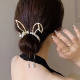 New Women Elegant Luxury Rhinestone Tassel Ponytail Hair Claws Lady Sweet Meatball Hair Clips Headband Fashion Hair Accessories