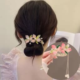 New Women Elegant Luxury Rhinestone Tassel Ponytail Hair Claws Lady Sweet Meatball Hair Clips Headband Fashion Hair Accessories