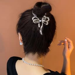 New Women Elegant Luxury Rhinestone Tassel Ponytail Hair Claws Lady Sweet Meatball Hair Clips Headband Fashion Hair Accessories