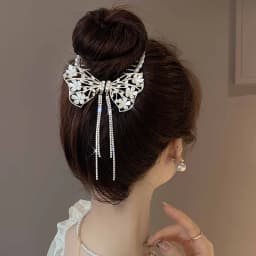 New Women Elegant Luxury Rhinestone Tassel Ponytail Hair Claws Lady Sweet Meatball Hair Clips Headband Fashion Hair Accessories