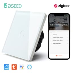 BSEED Tuya Zigbee Smart Switch 1/2/3Gang 1/2/3Way No Neutral Wall Touch Switch Smart Home Control EU Power Socket Without Wifi