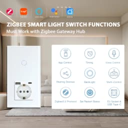 BSEED Tuya Zigbee Smart Switch 1/2/3Gang 1/2/3Way No Neutral Wall Touch Switch Smart Home Control EU Power Socket Without Wifi