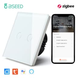 BSEED Tuya Zigbee Smart Switch 1/2/3Gang 1/2/3Way No Neutral Wall Touch Switch Smart Home Control EU Power Socket Without Wifi