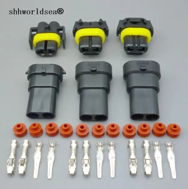 shhworldsea 2sets 2pin waterproof 9006 H11 9005 HB3 HB4 Headlight Fog Light Connector Plug Cable Socket Connector Repair Kit