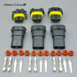 shhworldsea 2sets 2pin waterproof 9006 H11 9005 HB3 HB4 Headlight Fog Light Connector Plug Cable Socket Connector Repair Kit