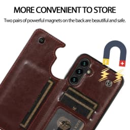 Wallet Double Button Flip Leather Case For Samsung Galaxy S25 Edge S24 Plus S23 S22 Ultra S21/S20 FE A16 A17 A26 A35 A36 A55 A56