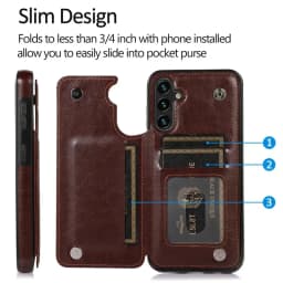 Wallet Double Button Flip Leather Case For Samsung Galaxy S25 Edge S24 Plus S23 S22 Ultra S21/S20 FE A16 A17 A26 A35 A36 A55 A56