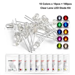 3mm LED Diode Kit Ultra Bright Warm White Red Green Blue UV Purple Yellow Orange Pink Clear Diffused Lens F3 Emitting Assortment