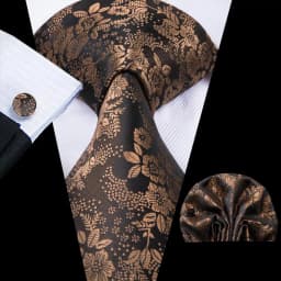 Hi-Tie Black Gold Orange Dot Paisley Wedding Tie For Men Handky Cufflink Fashion Design Tie For Men Business Party Dropship