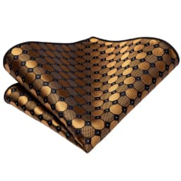 Hi-Tie Black Gold Orange Dot Paisley Wedding Tie For Men Handky Cufflink Fashion Design Tie For Men Business Party Dropship
