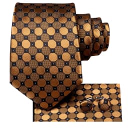 Hi-Tie Black Gold Orange Dot Paisley Wedding Tie For Men Handky Cufflink Fashion Design Tie For Men Business Party Dropship