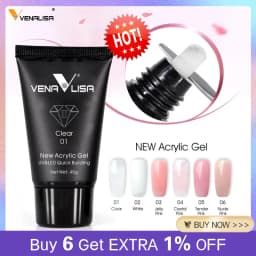 VENALISA Acrylic Gel 45g Jelly Pink Poly Nail Gel Nail Manicure Semi Permanent Extension Soak Off UV Constructin Gel French Gel