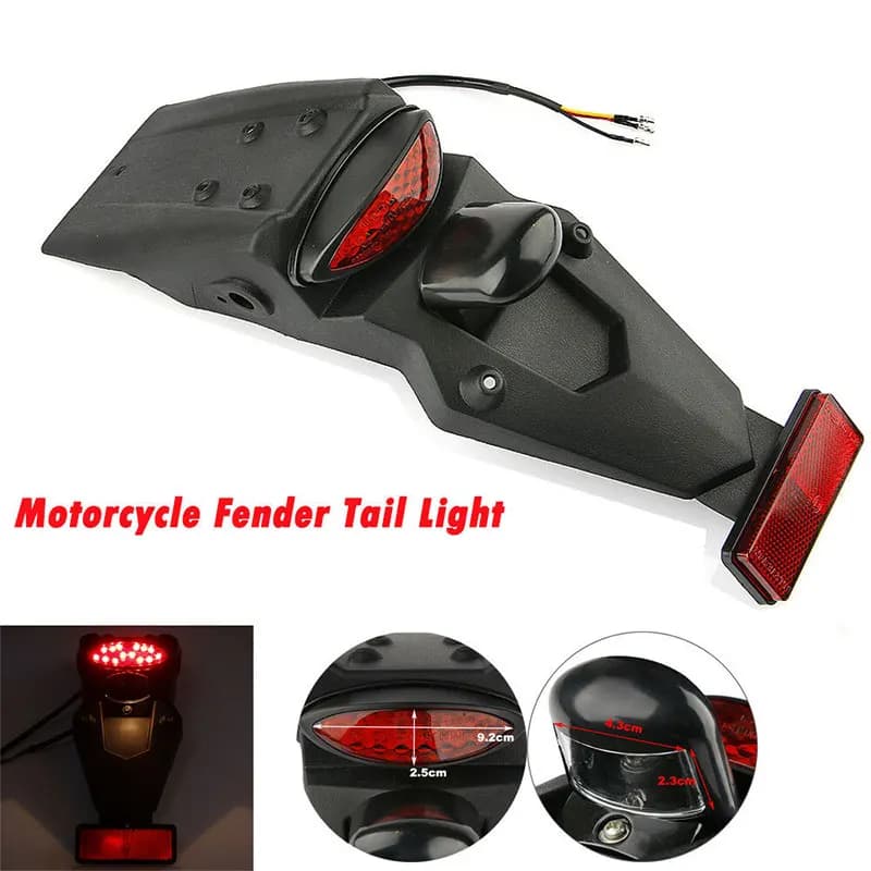 ABS Plastic Universal Motorcycle Rear Fender Mudguard LED Brake Tail Light