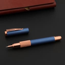 Luxury Metal Frosted Blue Rollerball Pen Write Switzerland Rose Golden Ball Point Pen Business Office School Supplies Writing