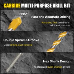 Versery 5-12mm Hex Shank 160mm Carbide Multi-Function Drill Bits Hole Saw For Brick Concrete Soft Tile Wood Metal