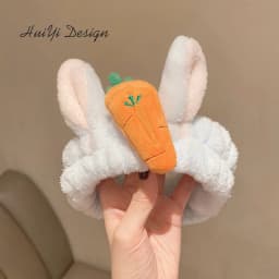 cute carrot Plush face wash hair band winter warm letter rabbit ear headbands fashion bow wide edge girl hair bands headdress