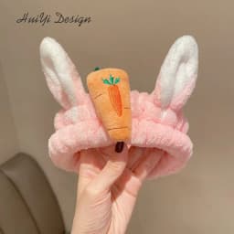cute carrot Plush face wash hair band winter warm letter rabbit ear headbands fashion bow wide edge girl hair bands headdress