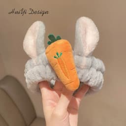 cute carrot Plush face wash hair band winter warm letter rabbit ear headbands fashion bow wide edge girl hair bands headdress