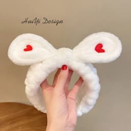 cute carrot Plush face wash hair band winter warm letter rabbit ear headbands fashion bow wide edge girl hair bands headdress