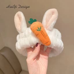 cute carrot Plush face wash hair band winter warm letter rabbit ear headbands fashion bow wide edge girl hair bands headdress