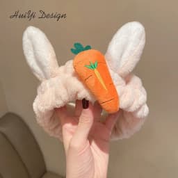 cute carrot Plush face wash hair band winter warm letter rabbit ear headbands fashion bow wide edge girl hair bands headdress