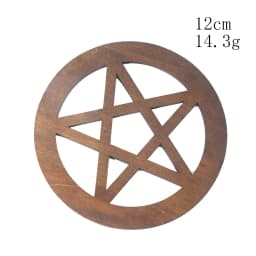 12cm Wood Pentagram Board Lotus Mandala Witchcraft Satan Cup Mat Energy Crystal Jewelry Stand Hanging Ornament Wall Decor