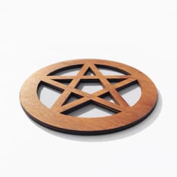 12cm Wood Pentagram Board Lotus Mandala Witchcraft Satan Cup Mat Energy Crystal Jewelry Stand Hanging Ornament Wall Decor