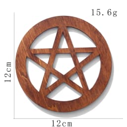 12cm Wood Pentagram Board Lotus Mandala Witchcraft Satan Cup Mat Energy Crystal Jewelry Stand Hanging Ornament Wall Decor