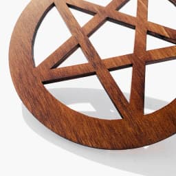 12cm Wood Pentagram Board Lotus Mandala Witchcraft Satan Cup Mat Energy Crystal Jewelry Stand Hanging Ornament Wall Decor