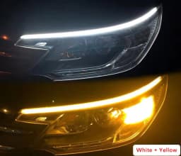 LED DRL Car Daytime Running Light Flexible Waterproof Strip Auto Headlights White 60cm Turn Signal Yellow Brake Flow Lights 12V