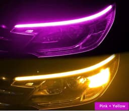 LED DRL Car Daytime Running Light Flexible Waterproof Strip Auto Headlights White 60cm Turn Signal Yellow Brake Flow Lights 12V