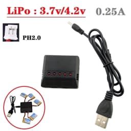 6CH USB 1S LiPo/LiHv 3.7V/4.2V 3.8V/4.35V Battery Charger Adapter Board 5V 2A USB Battery Charger Board for RC Drone Toy Medel
