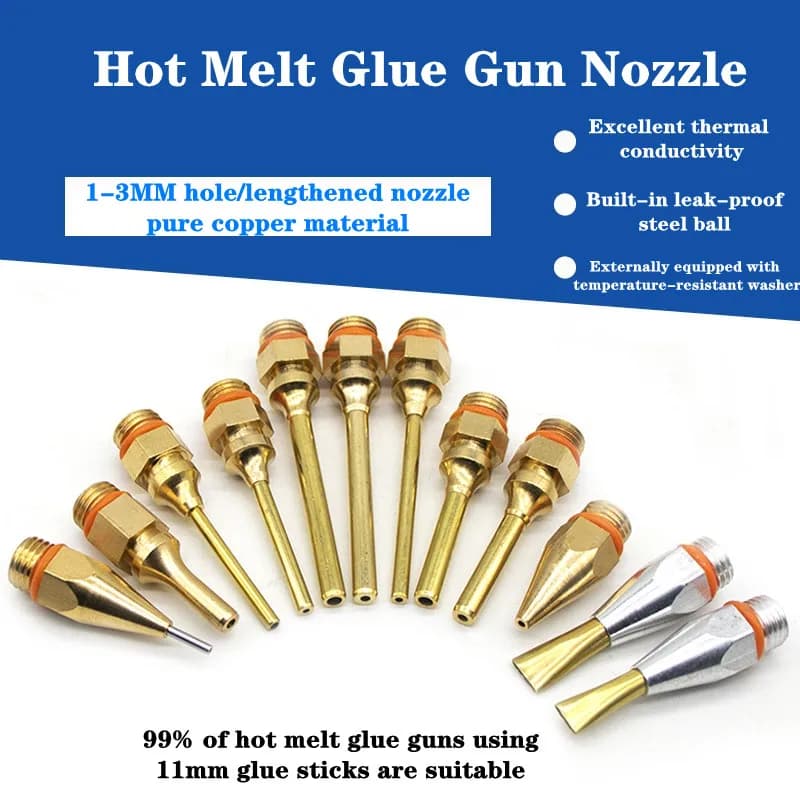 1Pcs Hot Melt Glue Gun Copper Anti-leakage Long Nozzle Large and Small Diameter Nozzle Hot Melt Glue Gun Nozzles