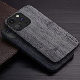 Case for iPhone 15 16 14 13 12 11 Pro Max Mini XR X XS Max Plus Funda Bamboo Wood Pattern Leather Cover Luxury Coque Case Capa
