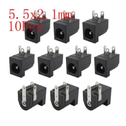 10Pcs 12V 5.5x2.1mm Plugs Jack DC Connectors 5.5*2.1mm DC Power Male Female Socket Nut Panel Mount DC Power Adapter Connector